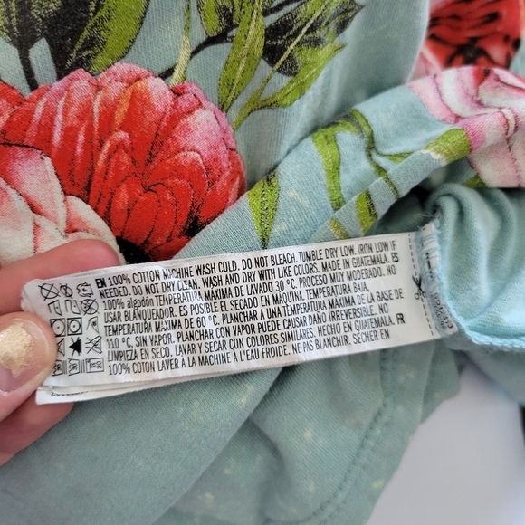 Mint Blue Tank Top Floral Day Dreaming Graphic Sm - Picture 6 of 6